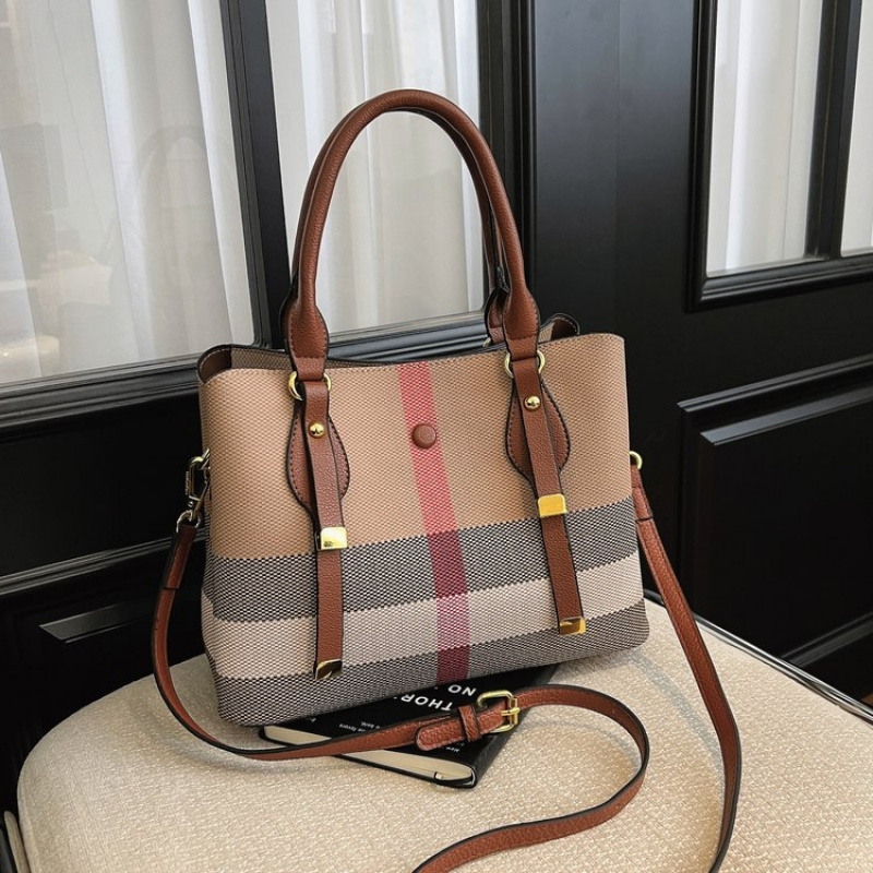 Image of Women's Tote Handbag, Vintage Checkered Satchel Purse, Top Handle Crossbody Bag With Detachable Adjustable Strap, Shoulder Bag For Work Business