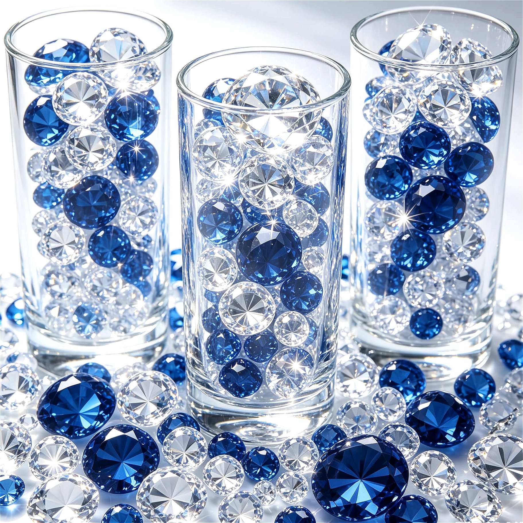 TEMU 319pcs Large Suitable For Home Wedding Table Decor - Acrylic Vase Fillers With Diamonds, Fake Diamonds For Centerpieces, Floating Candles,