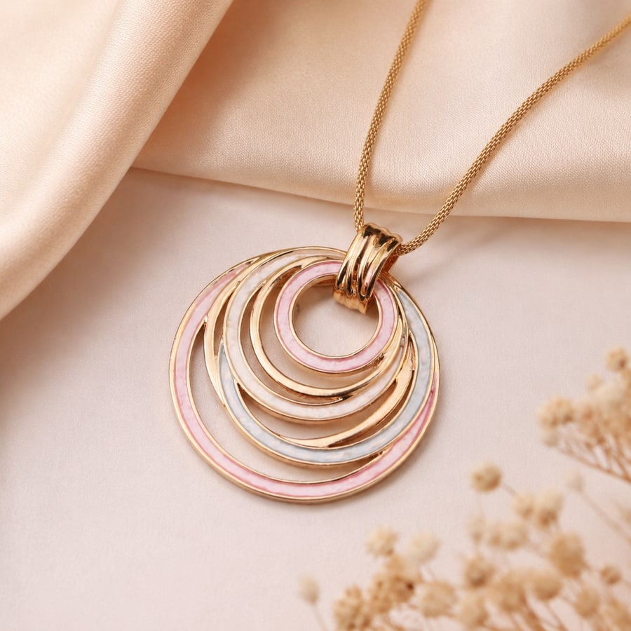 TEMU 1pc Stylish Pendant Necklace, Geometric Round Polished Necklace, Trendy Necklace, Necklace For Women And Men, Fashion Jewelry, Christmas Gifts,