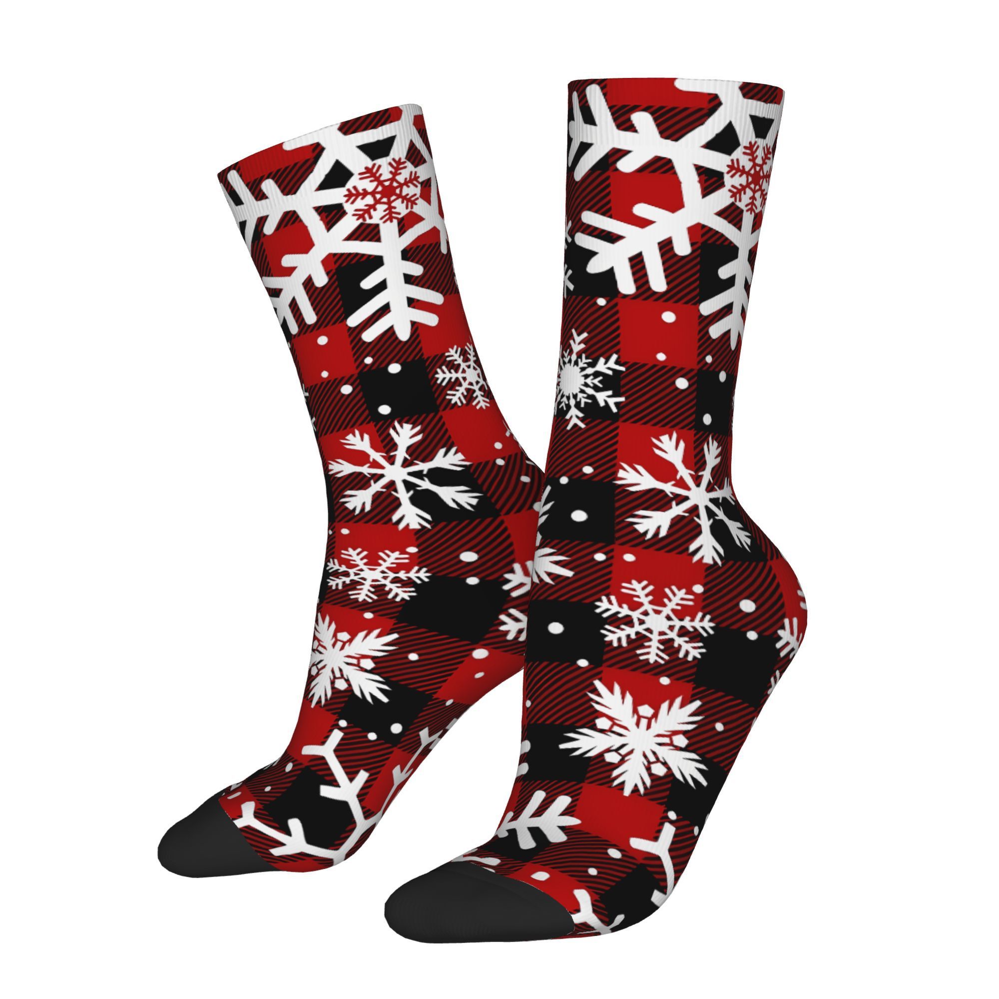 

1 Pair Hip Hop Retro Christmas Snowflakes Pattern Socks, Unisex Novelty Crew Socks, 95% Polyester 5% Elastane, Knit Fabric, Hand Wash/ - Gift