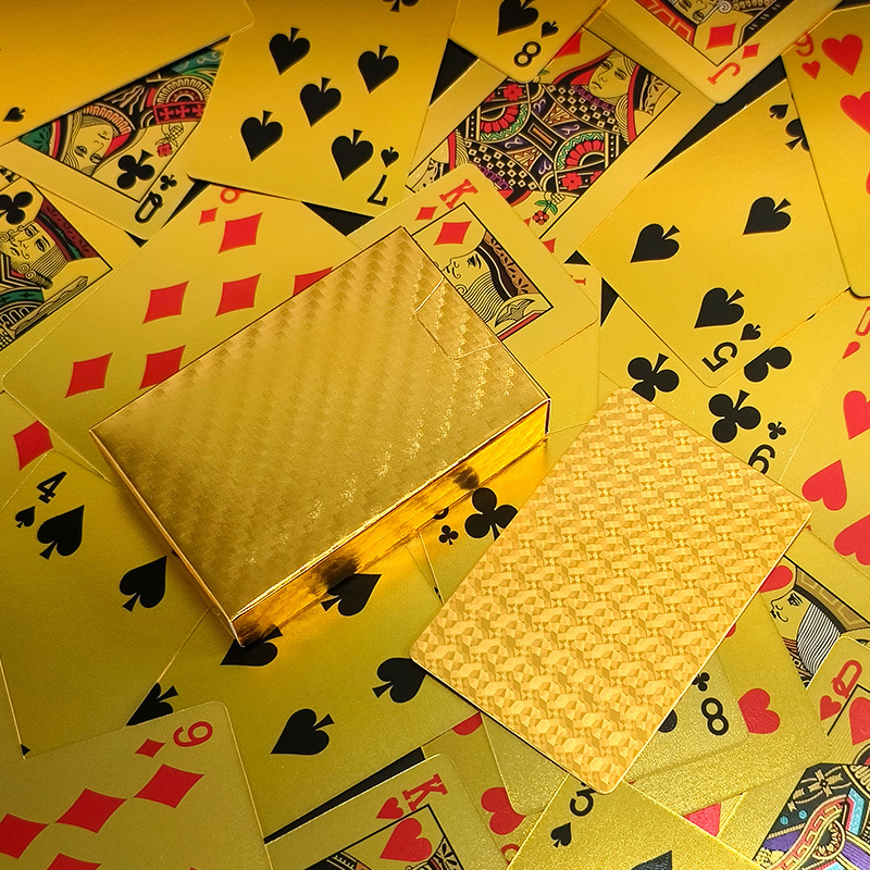 Luxurious Gold-Foil Plaid Playing Cards, Standard 54-Card Deck