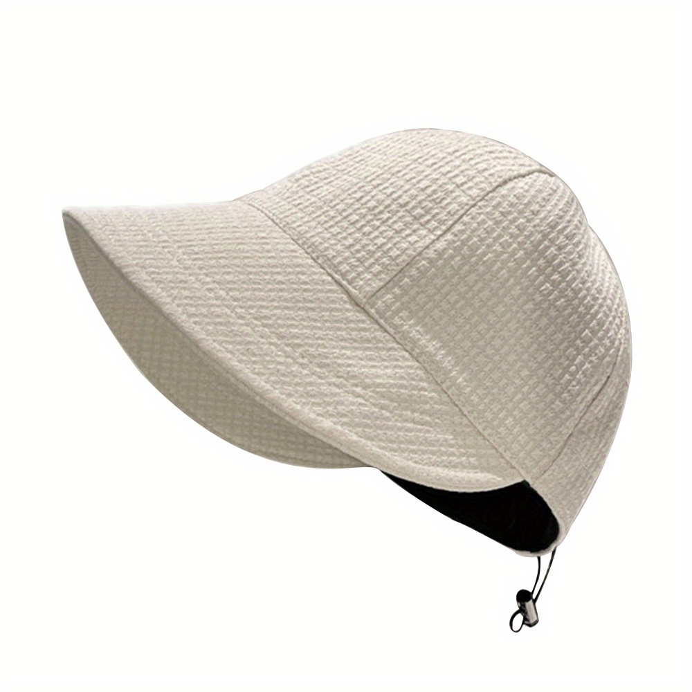 womens fashionable waffle bucket hat adjustable drawstring wide brim sunshade breathable polyester hand washable hat adjustable headgear polyester hat details 10