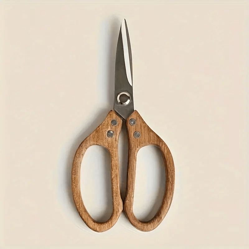 Image of A High-quality Stainless Steel Scissors With A Comfortable Acacia Wood Handle – 3.0mm Thickness, Durable , Suitable For Daily Use And Holiday Gifting