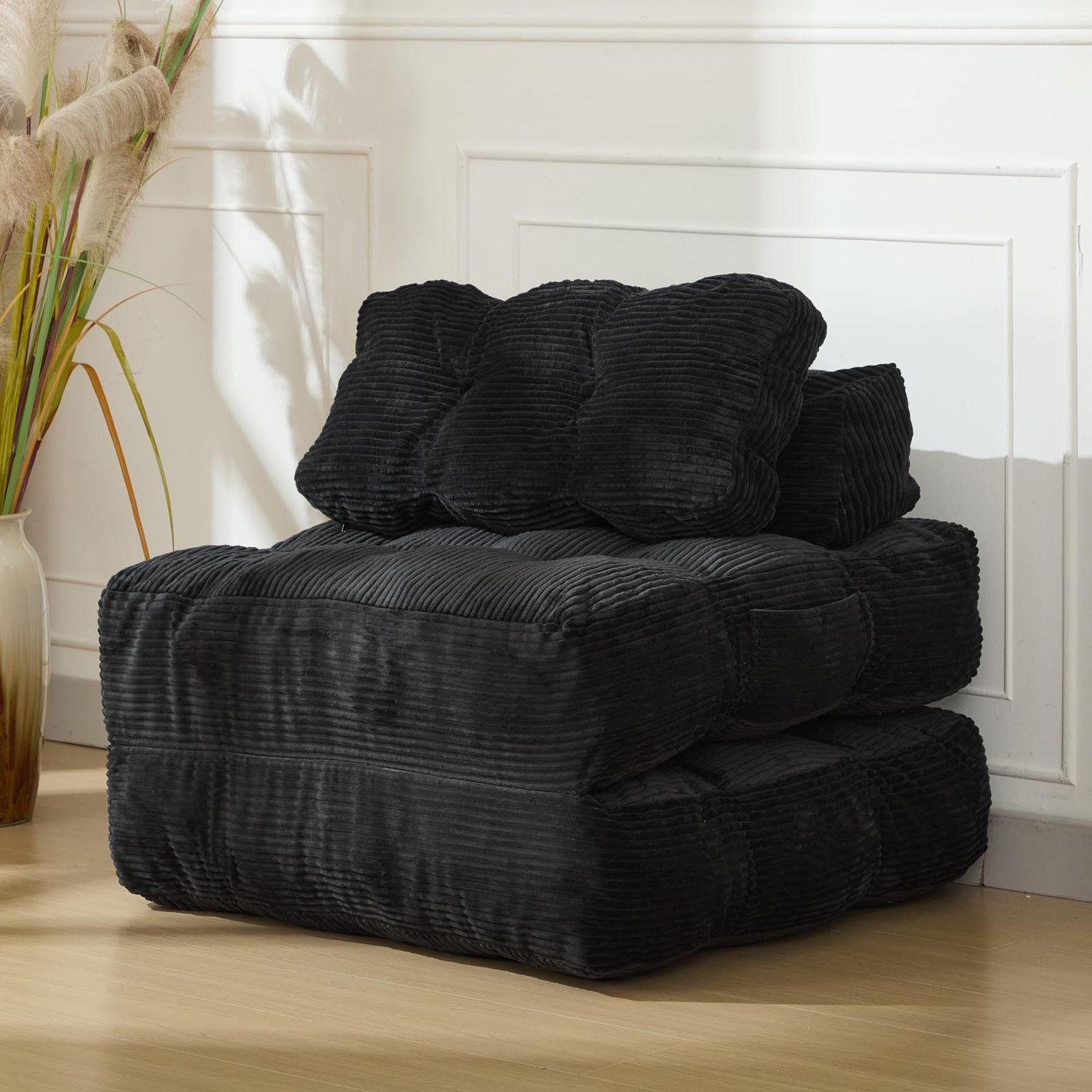 Folding Sofa, Convertible Sleeper Chair With Pillow | Foldable Mattress & Side Pocket, Portable Fold Out Chair Bed, Comfy Floor Sofa Lounge For Living Room Bedroom, By Hausprofi