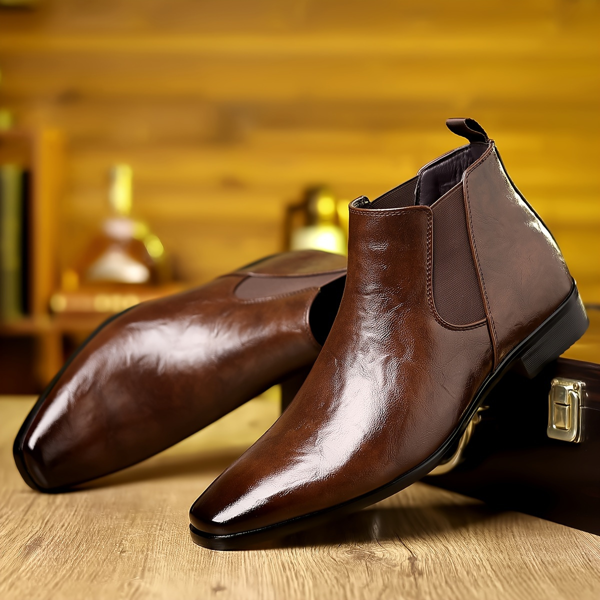 mens solid ankle chelsea boots durable slip dress boots - Temu