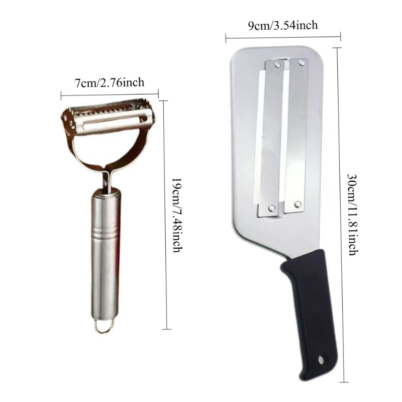 Stainless Steel Peeler & Set, Includes Fruit & Vegetable Peeler. Cabbage Shredding Tool, Non-slip Handle Slicer. Vegetable Prep Tool, Heavy-duty Stainless Steel
