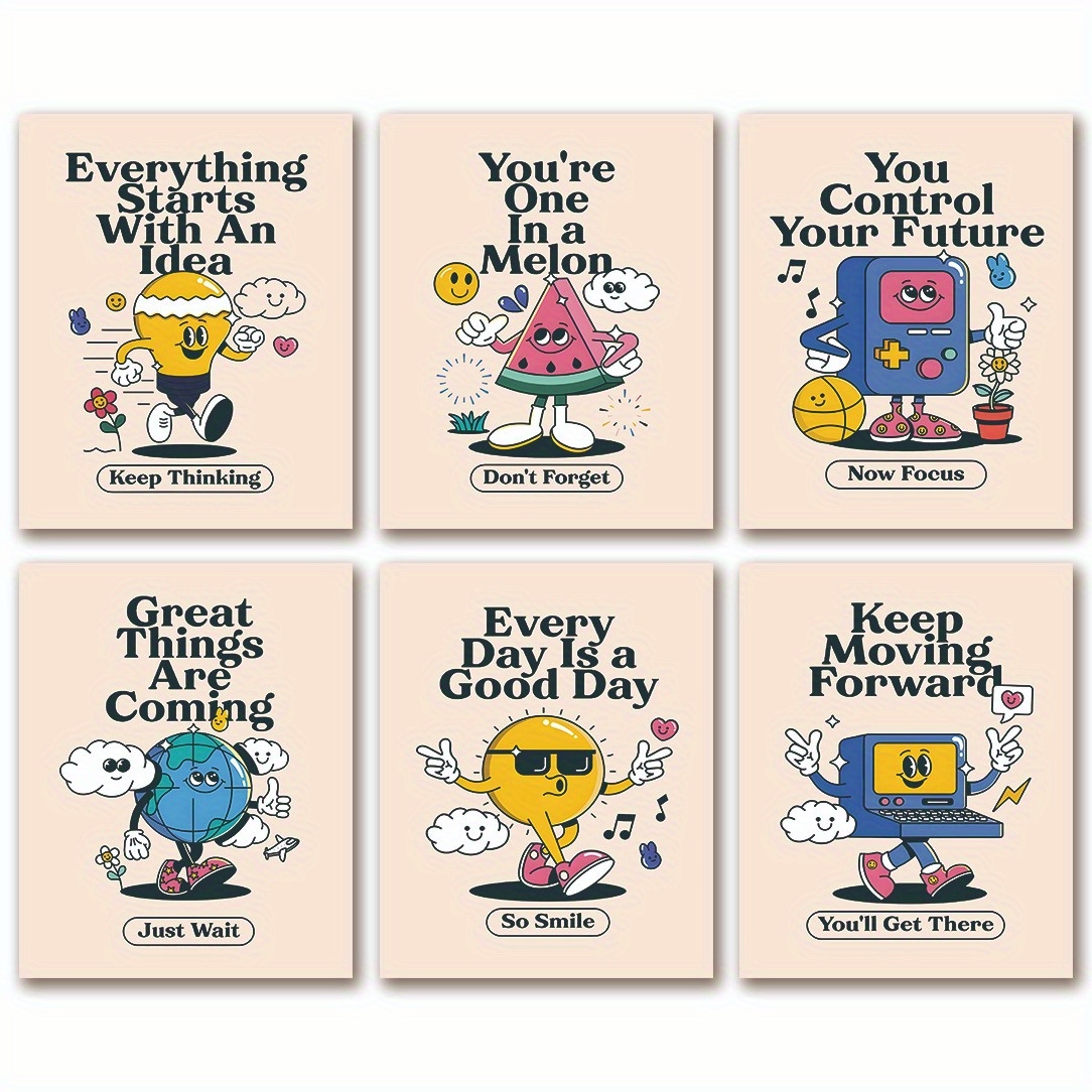 2d Flat, 2d Flat, Set Of 6 Motivational Posters Promoting A Growth Mindset, Decorating, Study, Living Room, Or…: retailer-supplied image