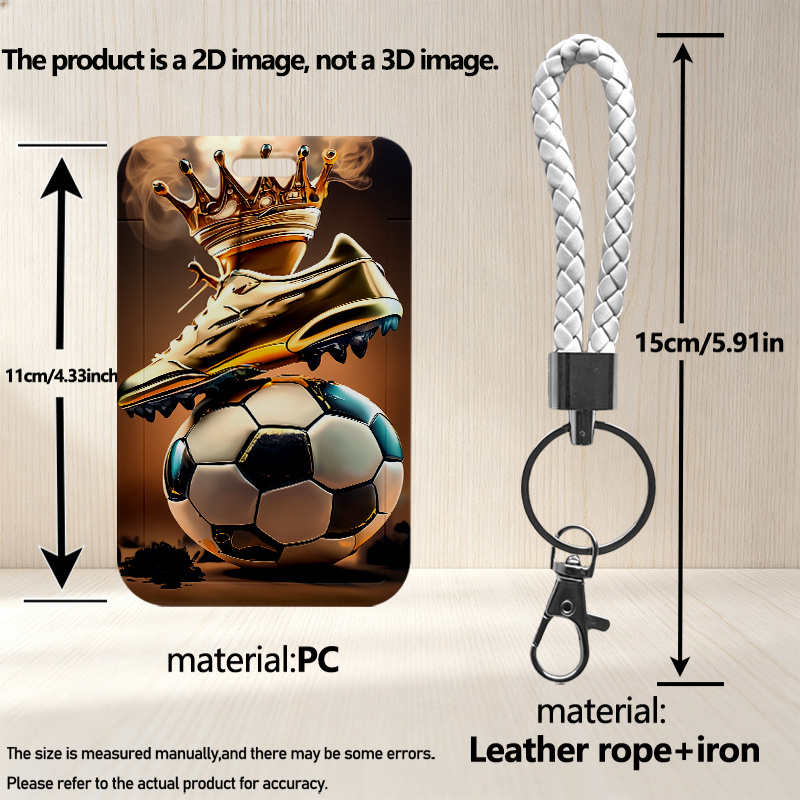 TEMU 2d [2d Flat] Football Crown Pattern Printed Card Holder With Lanyard, Portable Card Holder. Suitable For Nurses, Doctors, Teachers, Office,