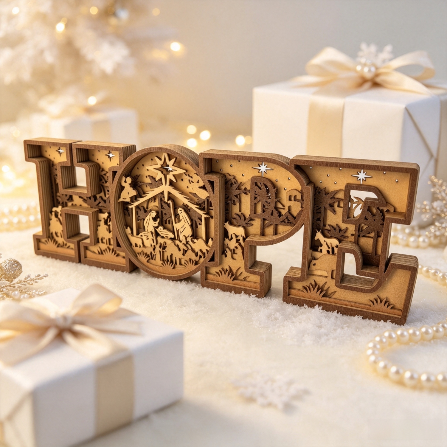 TEMU 3d 8-layer Wooden Letter Nativity Collectible Figurine, Laser-cut Christmas Table Sign, Religious Xmas Ornament Gift