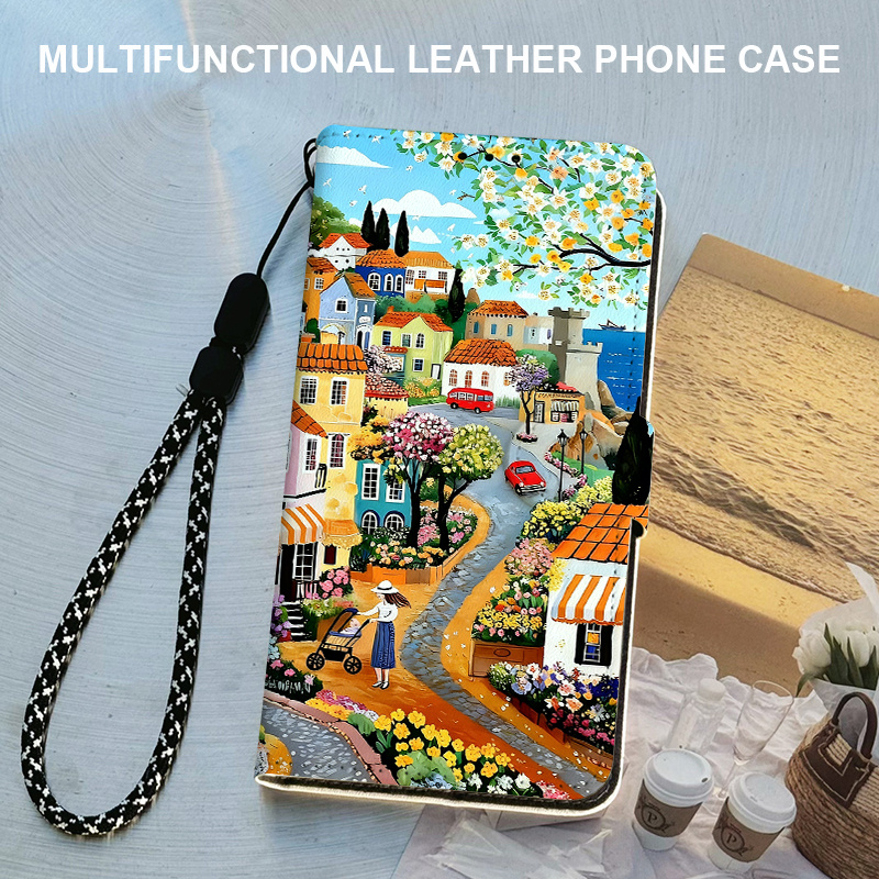 TEMU Phone Case - Pattern Wallet Phone Case - Magnetic Flip Cover, Card Slots And Stand, Shockproof Protective Case For Iphone 7/7plus/8/8plus/se/se2