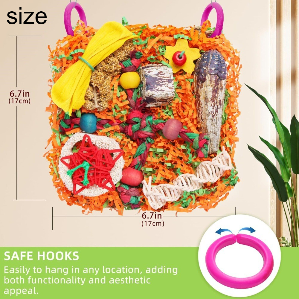 Colorful Parrot Toys, Bird Toys, Wicker Climbing Nets, , Shredded Paper And Toys, Cute Birdcage Decorations, Fun Bird Foraging Climbing Nets, Birdcage Accessories To Enhance Fun And Interactivity