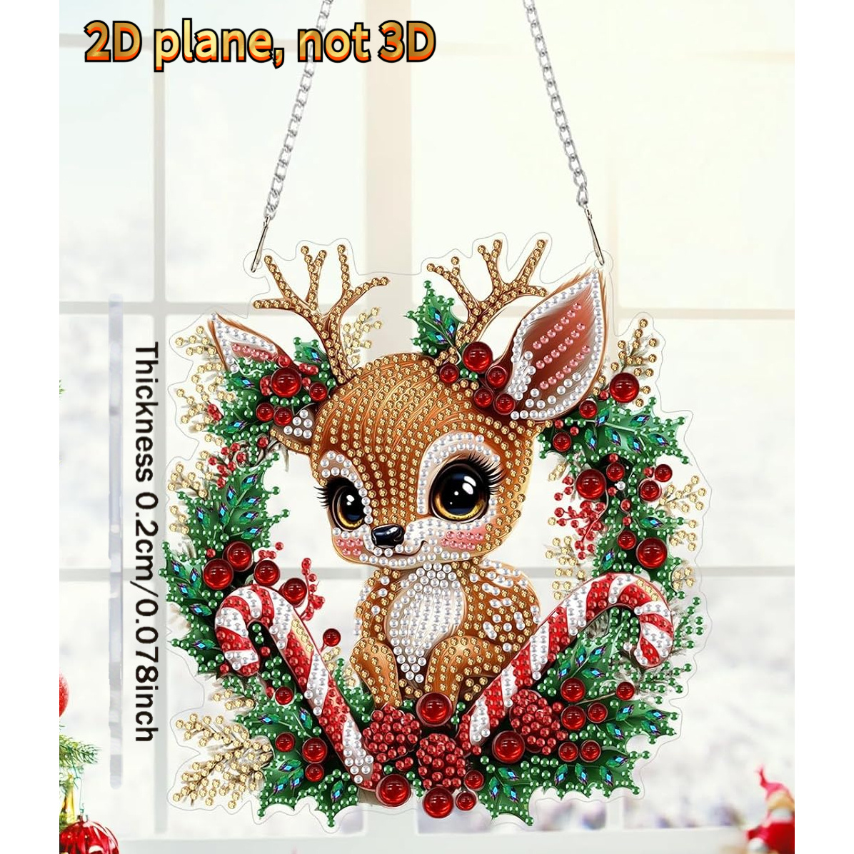 TEMU 2d Flat, Adult Christmas Reindeer Ornament Set, Moose Wreath Hanging Kit Decoration, Home Garden Wall Decor Gift Suitable For Garden, Window,