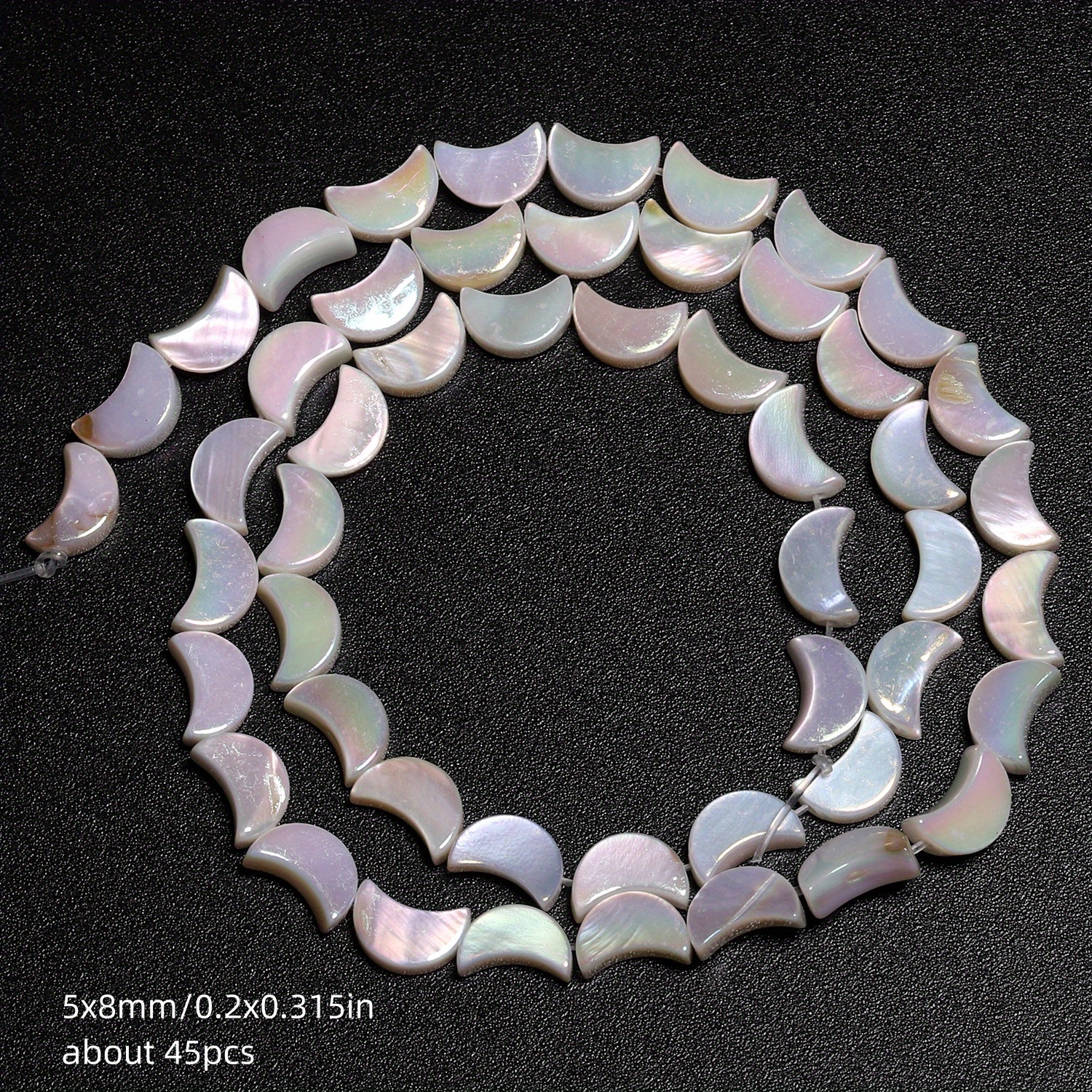 Image of 45pcs 5x8mm Natural Stone Colorful Moon Shaped Loose Beads, Suitable For Bracelets, Necklaces, Earrings, Jewelry Making Supplies, Ramadan Gifts