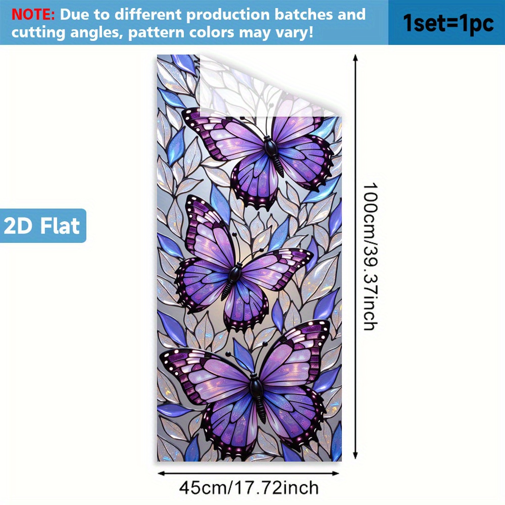 TEMU 1 Purple Pattern 2d Window Film. Pet Electrostatic Adsorption Glass Film, 17.72x39.37 Inches. Home Decoration Removable Reusable Privacy