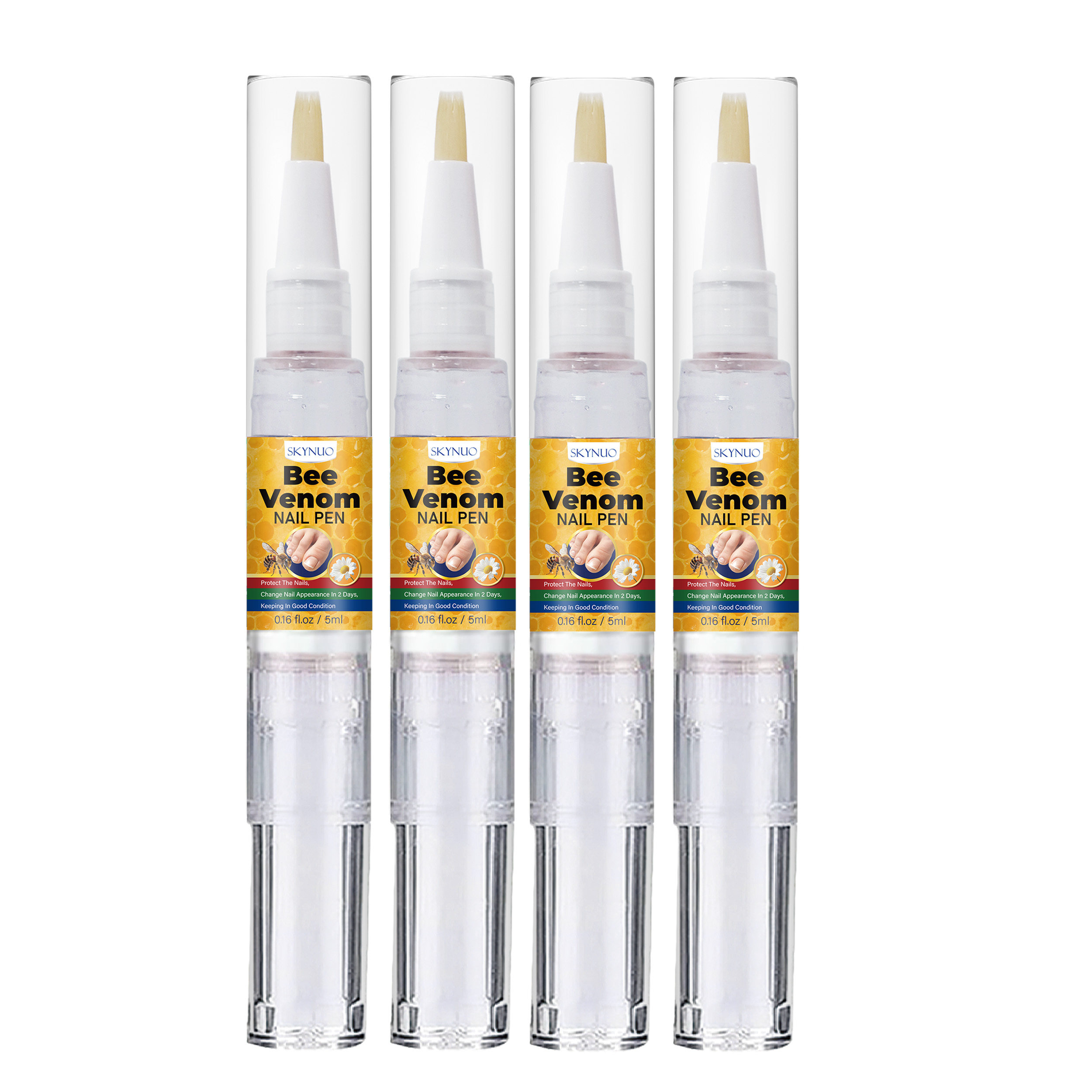 Image of 4pcs Bee Venom For Nail Pen, Fast-acting Toenail Care For Nails And Fingernails, Nourishing, And Brightens For Nail Surface, Good Condition, Suitable For Women And Men