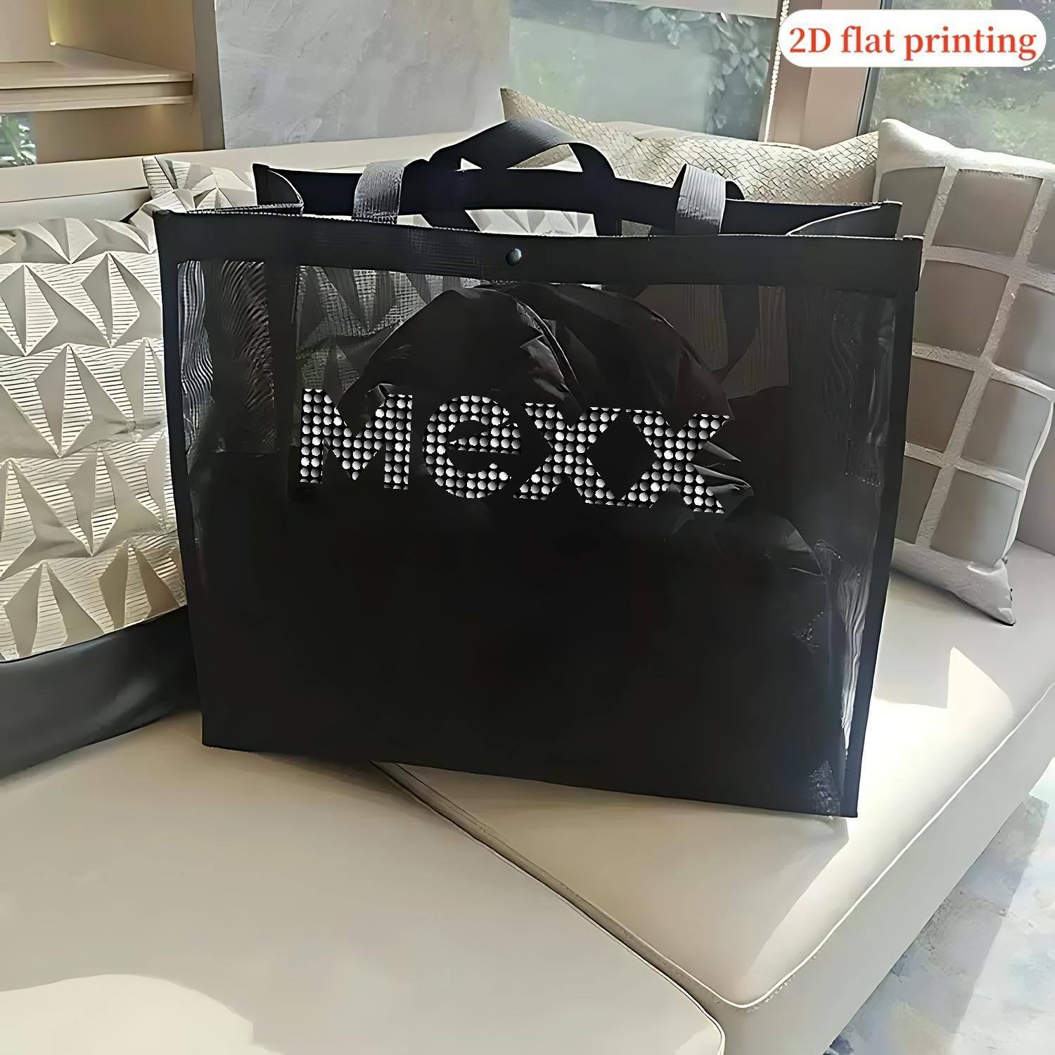 E-shop Lz250926X385 2D Flachdruck Schwarze Mesh Einkaufstasche, Mesh Tragetasche, Mesh Strandtasche für die Rückkehr ins College, Reise Strand Mesh