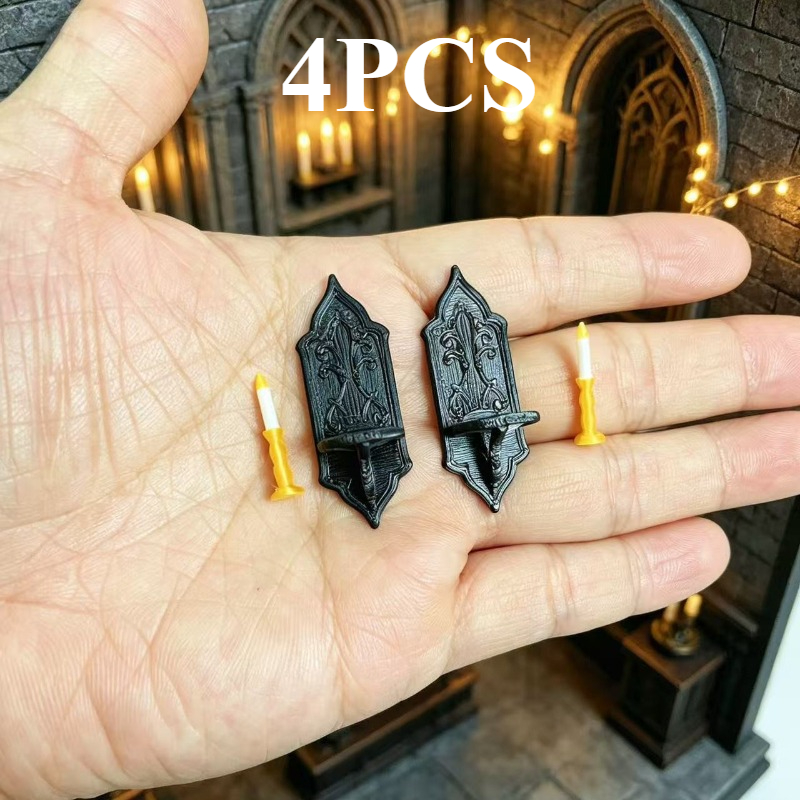 TEMU Set da 4 pezzi Mini Candela a Mensola per Casa delle Bambole, Modellino di di Vita in Miniatura per Casa delle Bambole, Ornamento Decorativo,