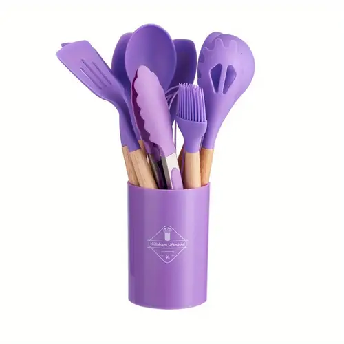 kitchen silicone spatula heat resistant silicone baking set scraper oil beater baking tool with storage jar set