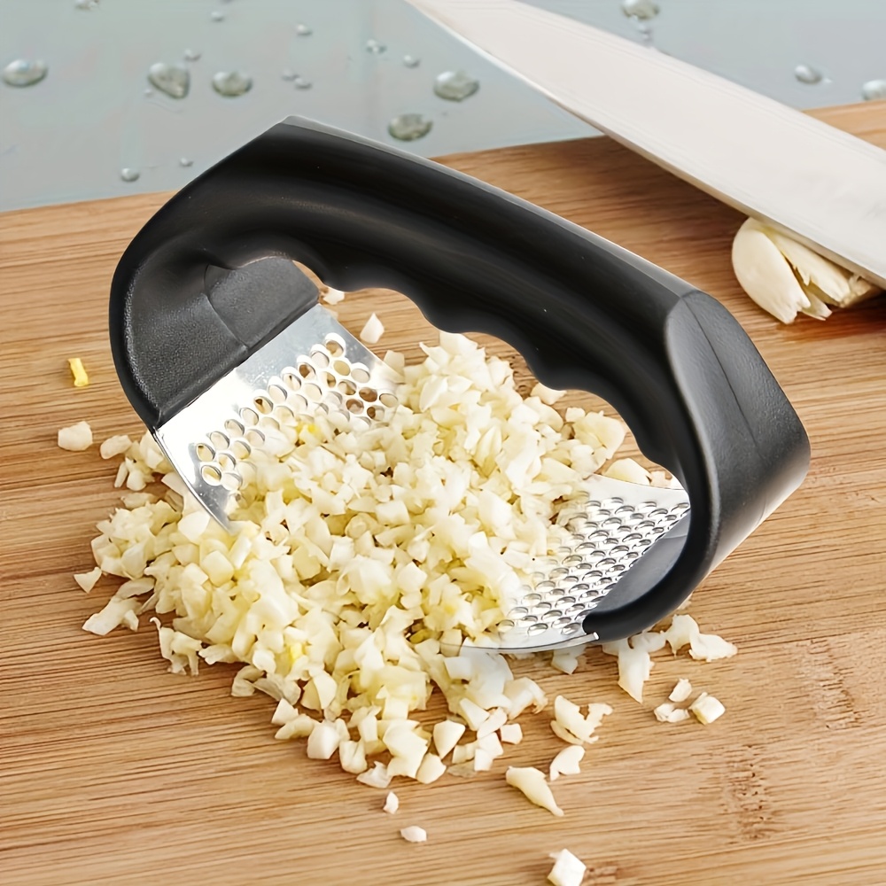 Triturador de ajo manual de alta resistencia de 1 pieza con mango - Prensa de ajo de acero inoxidable 410 de alta resistencia, apto para restaurante y uso, operación manual para triturar ajo, jengibre, cebolla - Duradero y fácil de usar, regalo