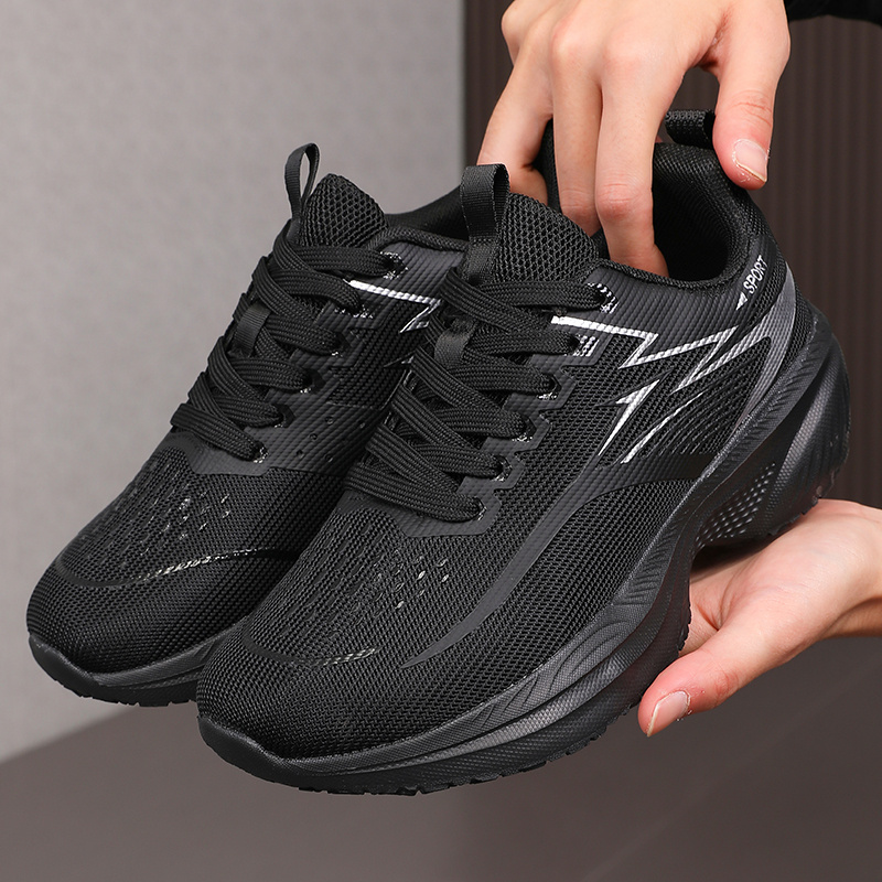 TEMU Women's Plus Size Wide Toe Box Running Shoes, Color-block Lightning Perforated Thick-sole Women's Jogging Shoes, Comfortable Four-color