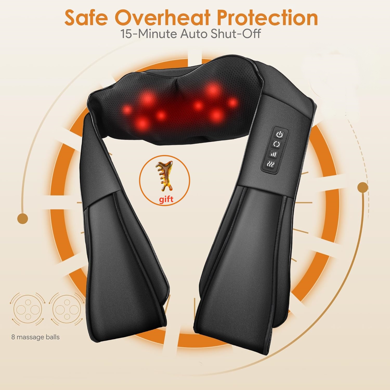 Image of Neck And Shoulder Massage Shawl, Adjustable Strength Back Massager, Cordless Portable Neck, Back, Shoulder, Calf Body Massage Pillow, Suitable For Home, Office, Car Travel, Portable Massager