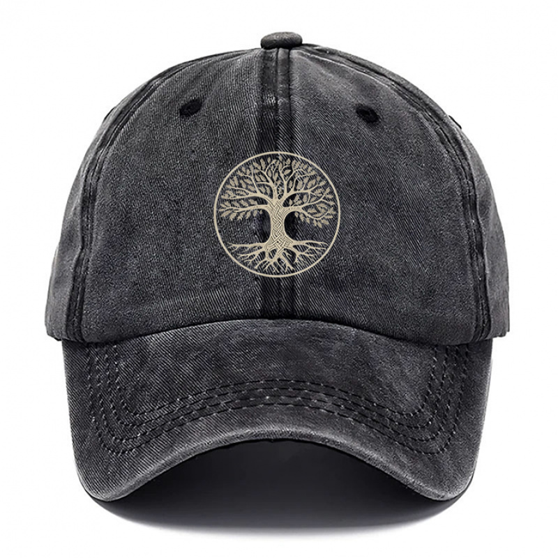 TEMU Tree-print Hat, Men's Fashion Washed Hat, Women's Beach Hat, Outdoor Casual Hat, Breathable Baseball Cap, Adjustable Hat, Suitable For Outdoor
