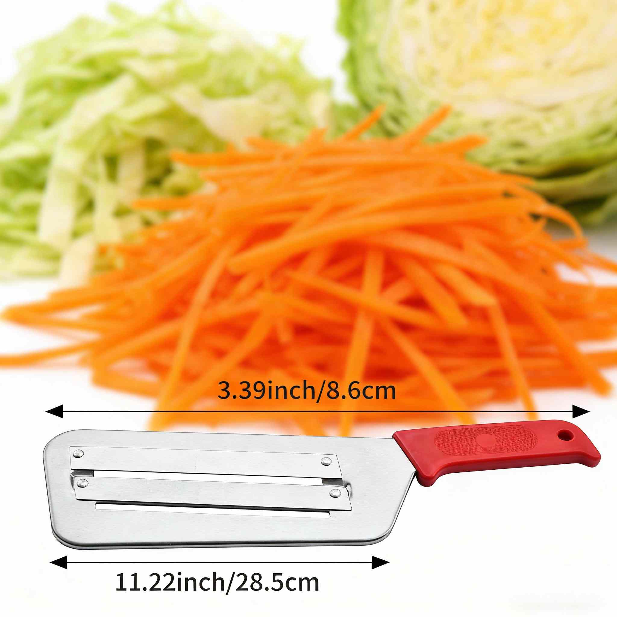 E-shop Edelstahl-Gemüseschneider mit doppelter Schicht – Schneidwerkzeug für /Krautsalat/Gurke/Karotte/Zwiebel, Sommersalate, Schneidemaschine mit