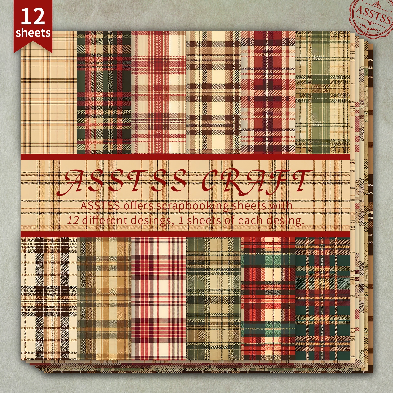 TEMU 12-sheet Asstss 6x6 Inch Scrapbooking Paper Pad, Vintage Christmas Style Backing Paper Supplies, Heavyweight Cardstock For Journaling, Collage