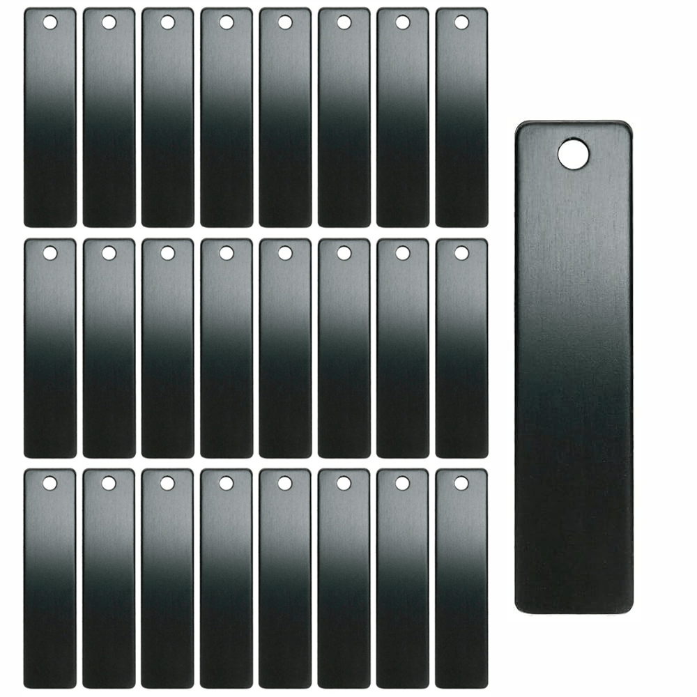 E-shop 25 Stück Gravierbare Metallschlüsselanhänger-Rohlinge für Lasergravur, Anodisierte Aluminium-Rechteck-Stempelrohlinge mit einem Loch, Dick
