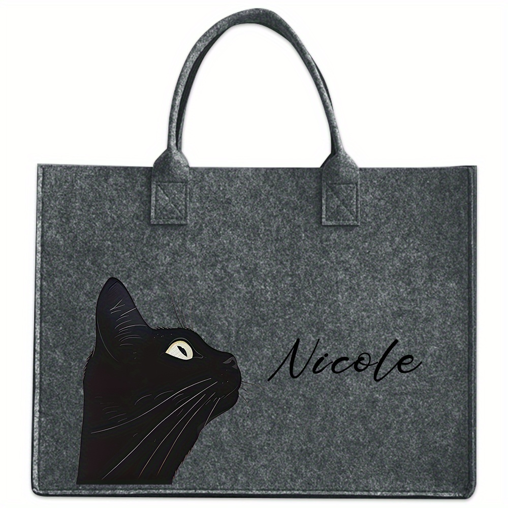 TEMU 1 Custom Personalized Felt Tote Bag, Heat Transfer Printing, Women's Tote Bag, Practical Work Bag, Bag, Stylish Travel Bag, Lightweight And Tote