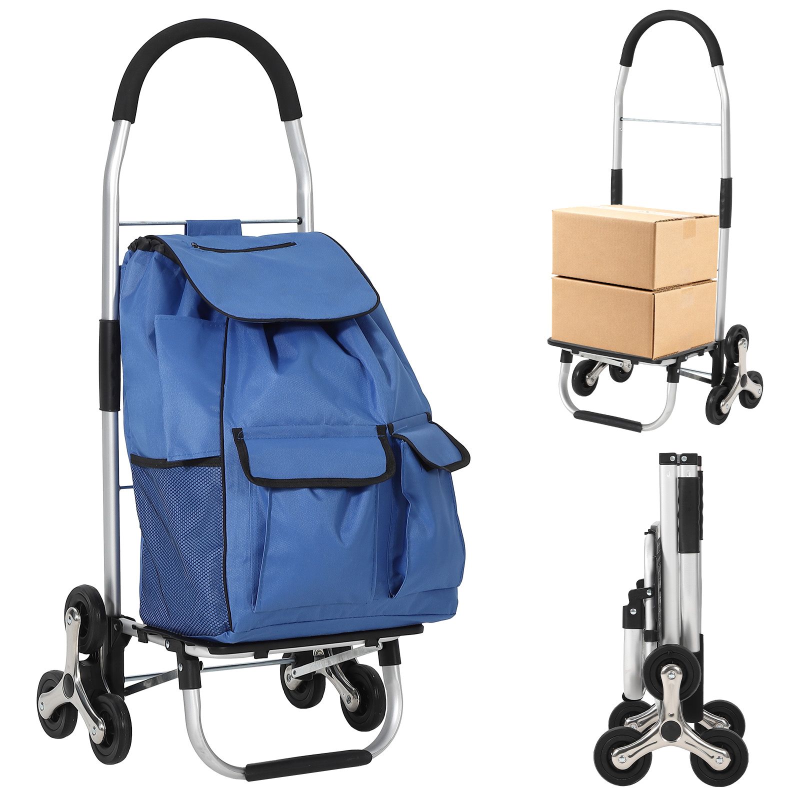 Multi-functional Stair Climbing Trolley | Heavy Duty Foldable Shopping Cart With 6 Wheels And , Iron Material, 20 Kg Capacity, For Groceries And Laundry - Hausprofi