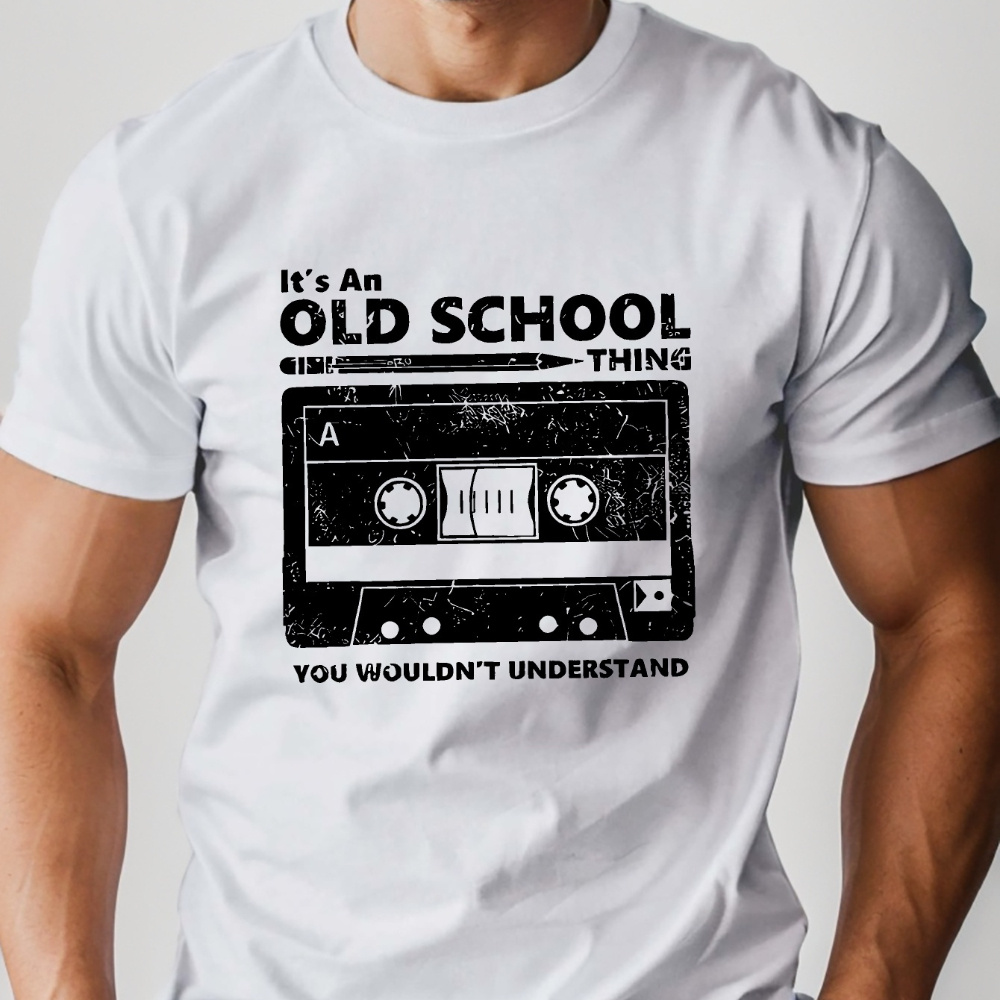 

Men' Cassette Graphic T-shirt - Pure Cotton, Fit, Short Sleeve, Round Neck, Machine Washable,