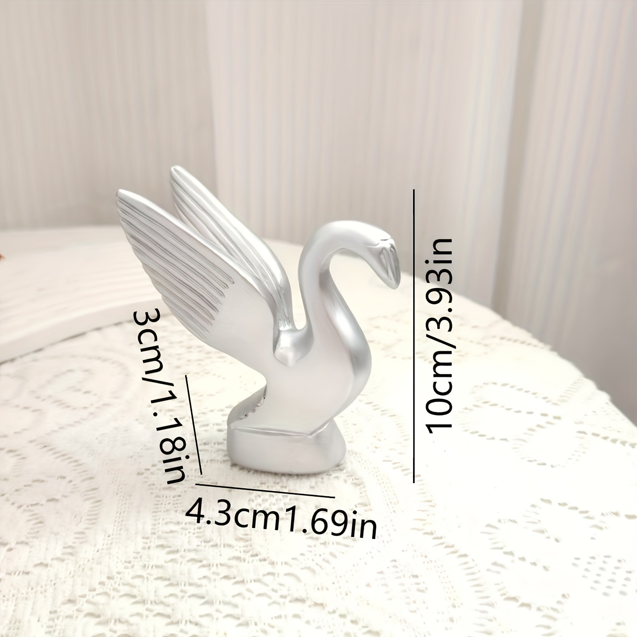 TEMU Multifunctional 3d Swan Car Roof Decoration- Resin Car And Desktop Ornament, Suitable For Indoor/outdoor Use, Silvery