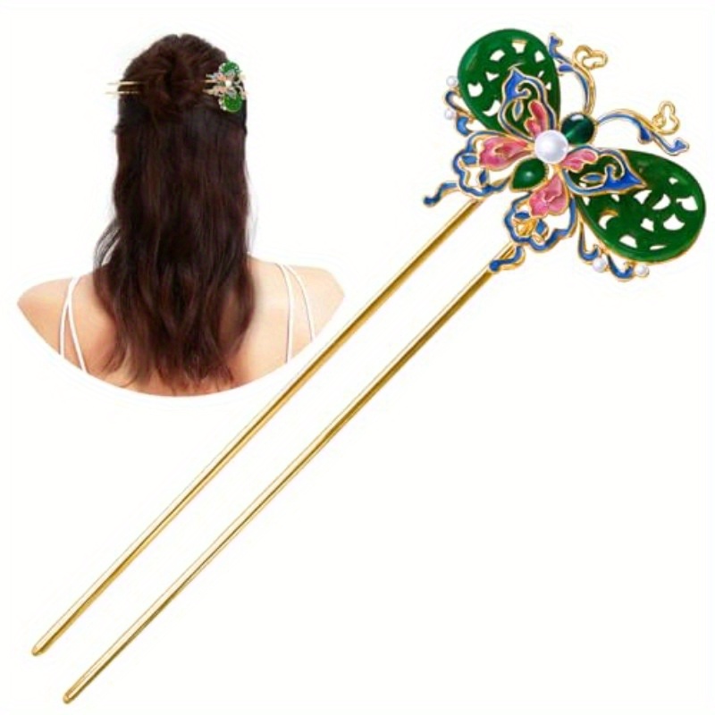 hair accessories 14k gold plated copper vintage handcrafted colour   jade   ushape hair stick and hairclip. hair chopsticks for women, hair styling tools, bridal hairpieces, elegant hair clip, decorative hairpiece, handcrafted jewelry, durable hairpiece, hairpin set, enamel hair accessory,   essentials, sturdy  , vintage u-shaped design, elegant haired for everyday, party and salon use. Product details 0