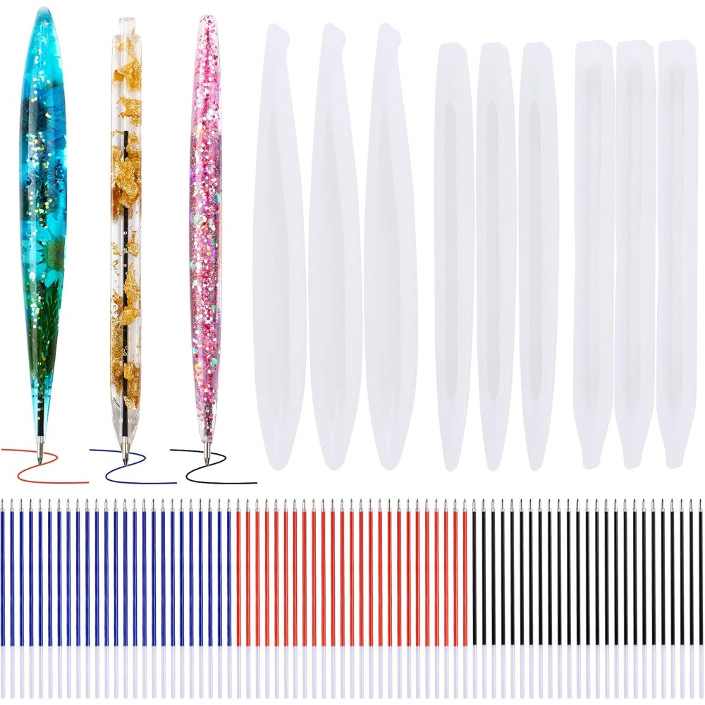 TEMU 84pcs Molds Silicone 9 Pen Molds And 75pcs Ink Pen Refills Diy Pen Easy To Clean And Store Nice Gift For