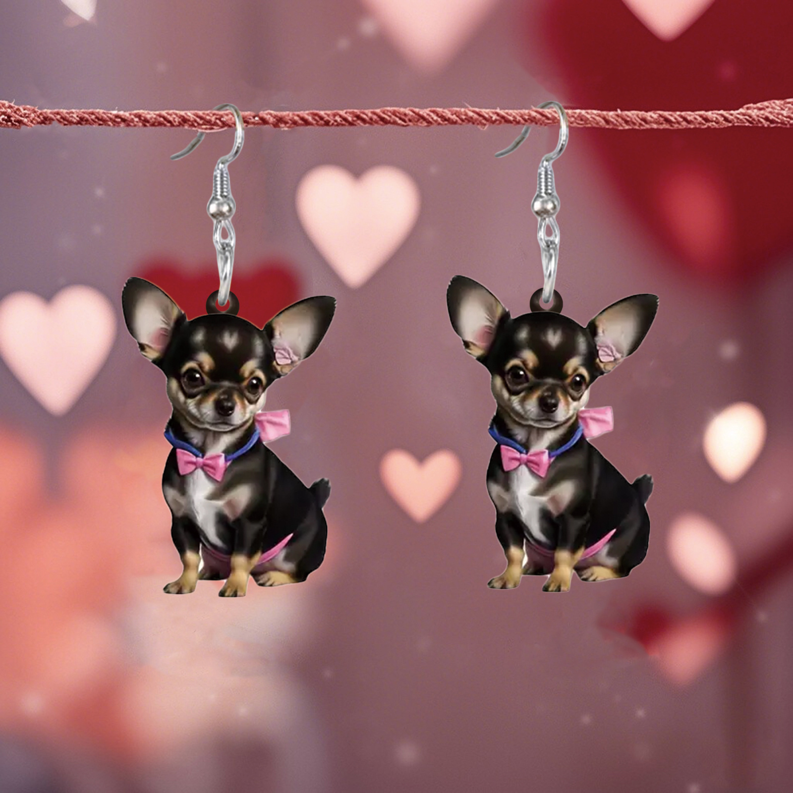 

1 Pair Vintage Cute Acrylic Chihuahua Dog Earrings With , Fashionable Daily & Vacation Accessory, Unique Cartoon Style Dangle Earrings For Women, Party Decor & Gifting, Valentine's Day Gift Idea