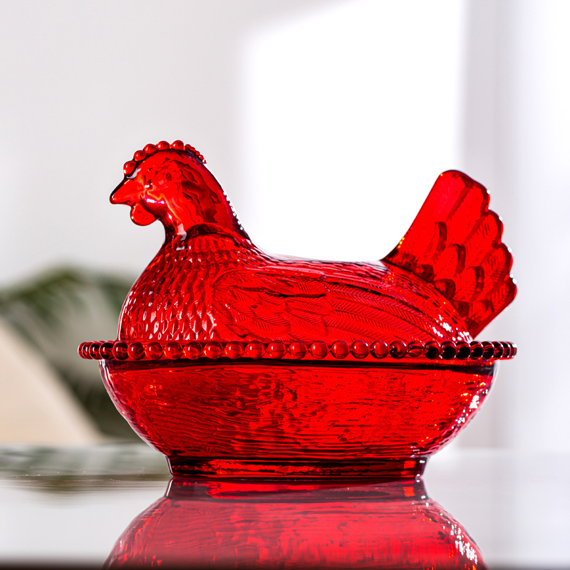 TEMU Novelty Handcrafted Hen In Nest Glass Bowl With Lids, Farmhouse Kitchen Accessories Decor, Reusable Dessert Plate Snack Fruit Plate Trinket Plate Salad Bowl, Table Centerpiece, Housewarming Gift