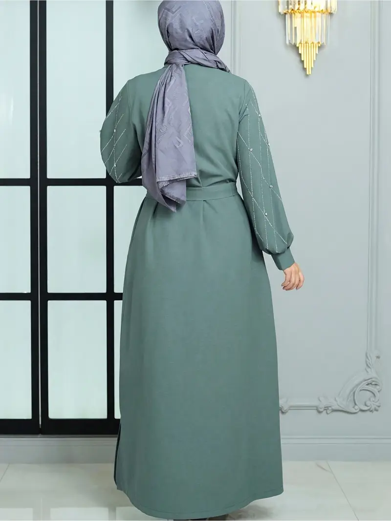 ladies elegant solid color abaya dress long sleeves - Temu ladies elegant solid color abaya dress long sleeves - Temu