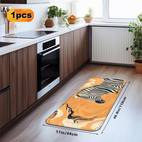 1pc 2pcs sophisticated floor mat caramel hues vibrant orange flat design abstract entryway rug kitchen bath decor non slip easy clean texture mat multiple sizes