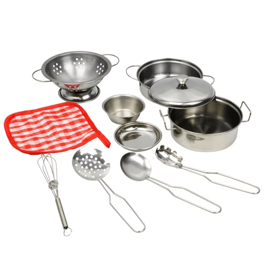 Image of Mini Stainless Steel Kitchen Toys, Small Size Toy House Cooking Utensils Set For Kids, Educational Kitchen Experience Toys, Kitchen Toys For Kids, Random Colors