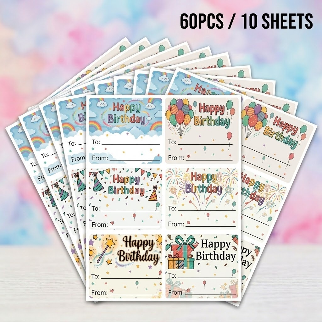 TEMU 60/pcs Birthday Gift Tags Stickers To From Write On Name Labels 300gsm Matte Present Seal Decals Festive Holiday Wrapping For Coworkers Party