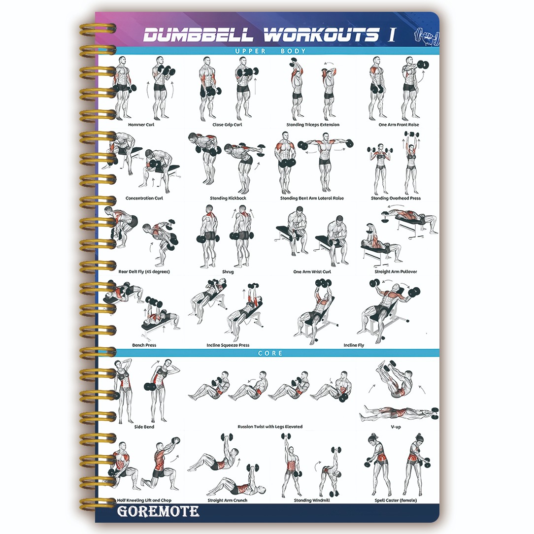 TEMU 1pc Dumbbell Fitness Guide Cover Theme Spiral Notebook, Memo Book, Size 5.5 X 8.3 Inches, Professional Exercise Notebook/fitness Plan