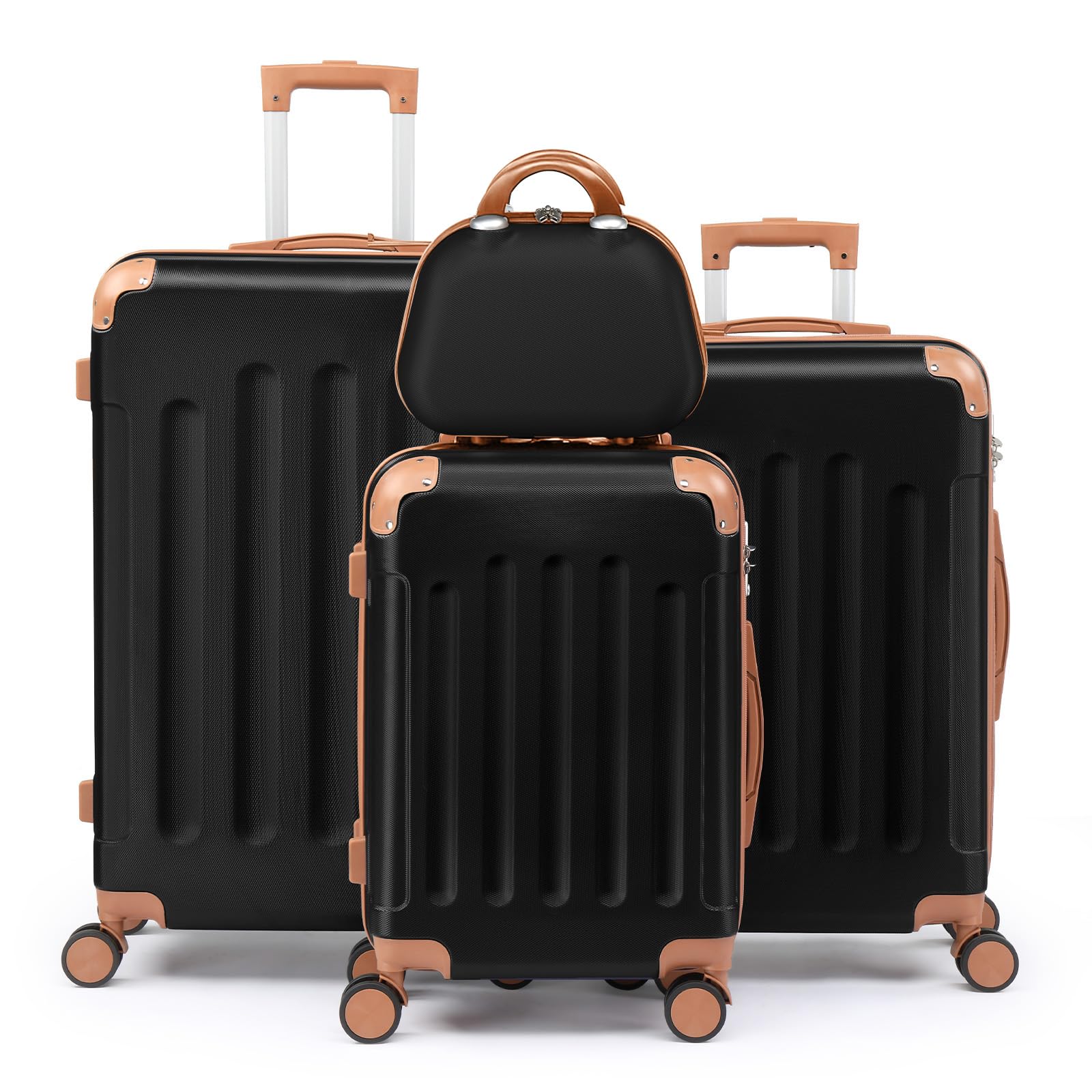 E-shop Vier-teiliges Gepäckset, bestehend aus leichten Koffern mit Rollen, robusten ABS-Hartschalenkoffern mit Schloss und Spinner-Rollen. Diese
