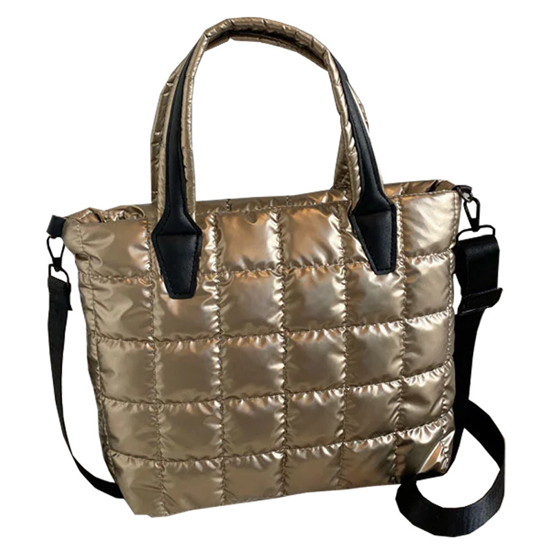 TEMU Women' Shoulder Bag - Christmas And Autumn Winter Fashionable Down Men's And Women' Shoulder Cross-body Bag With Checkered Design, Soft Filling,