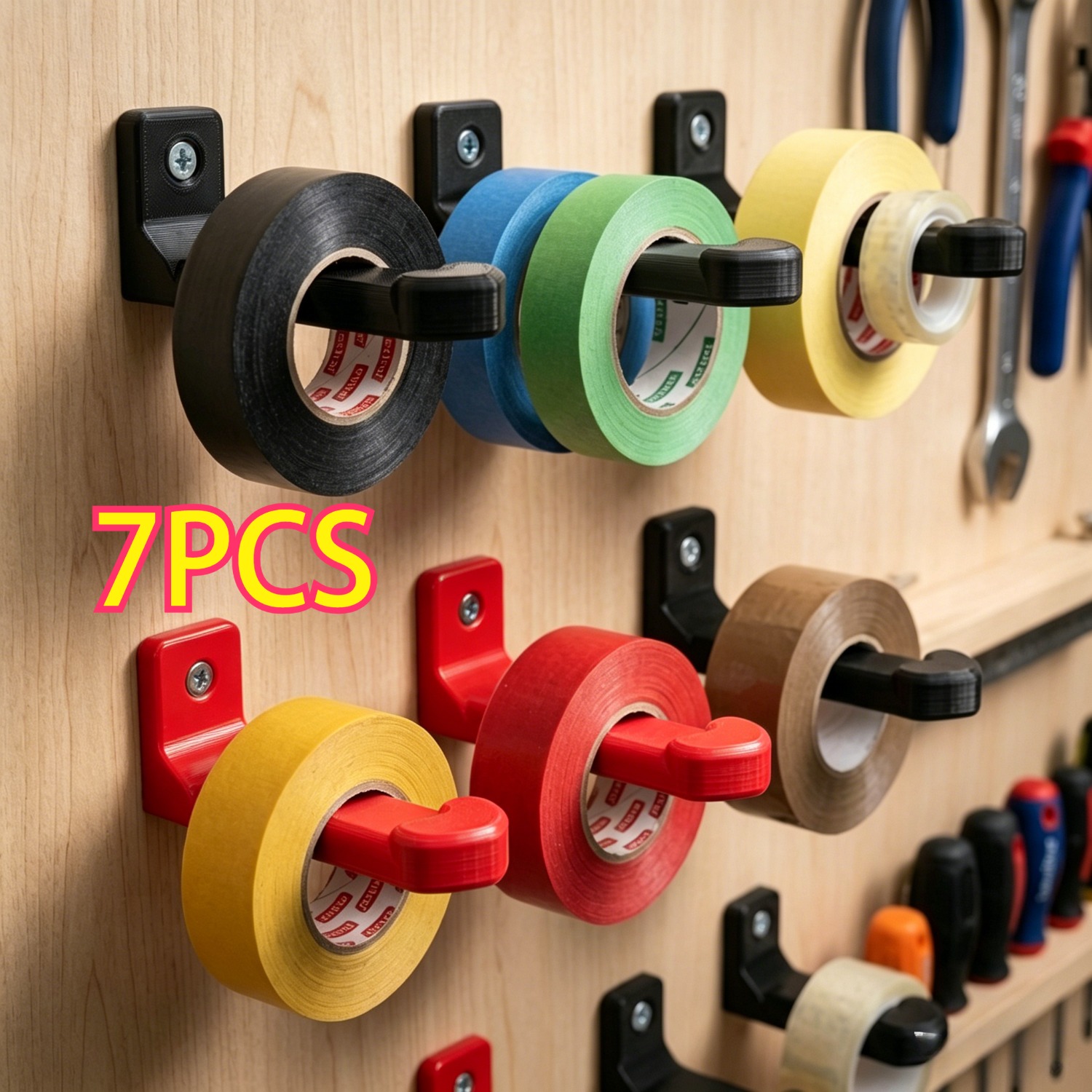 7pcs   wall mounted tape dispenser organizer   resistant storage rack reliable hanging utility hook versatile for   settings including washi tape workshop craft room garage tool organization kitchen