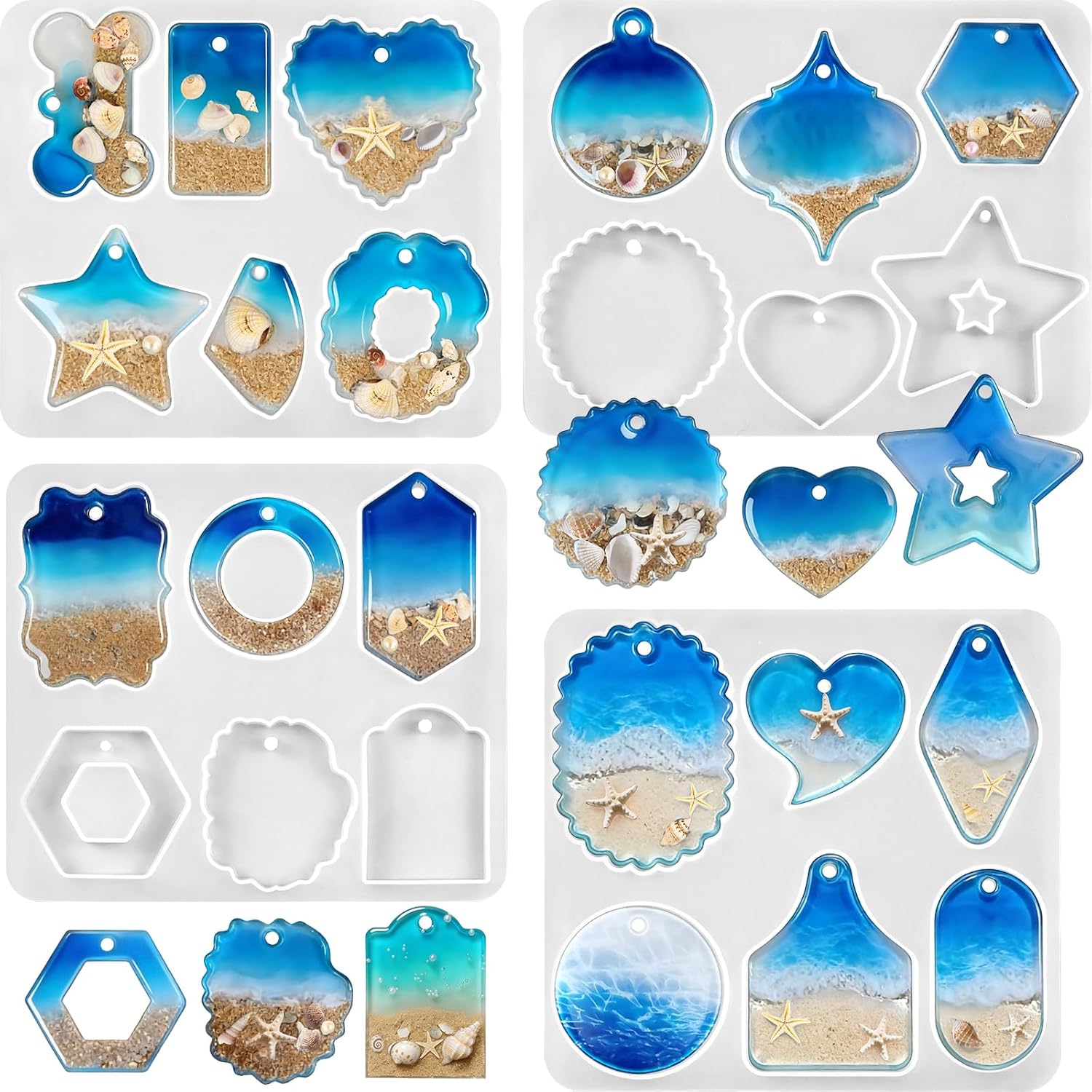 TEMU Set Of 4 Resin Jewelry Molds, Featuring Silicone Molds In Different Shapes, Ideal For Crafting Irregular Wax Pieces, Bone Pendant Jewelry Molds,