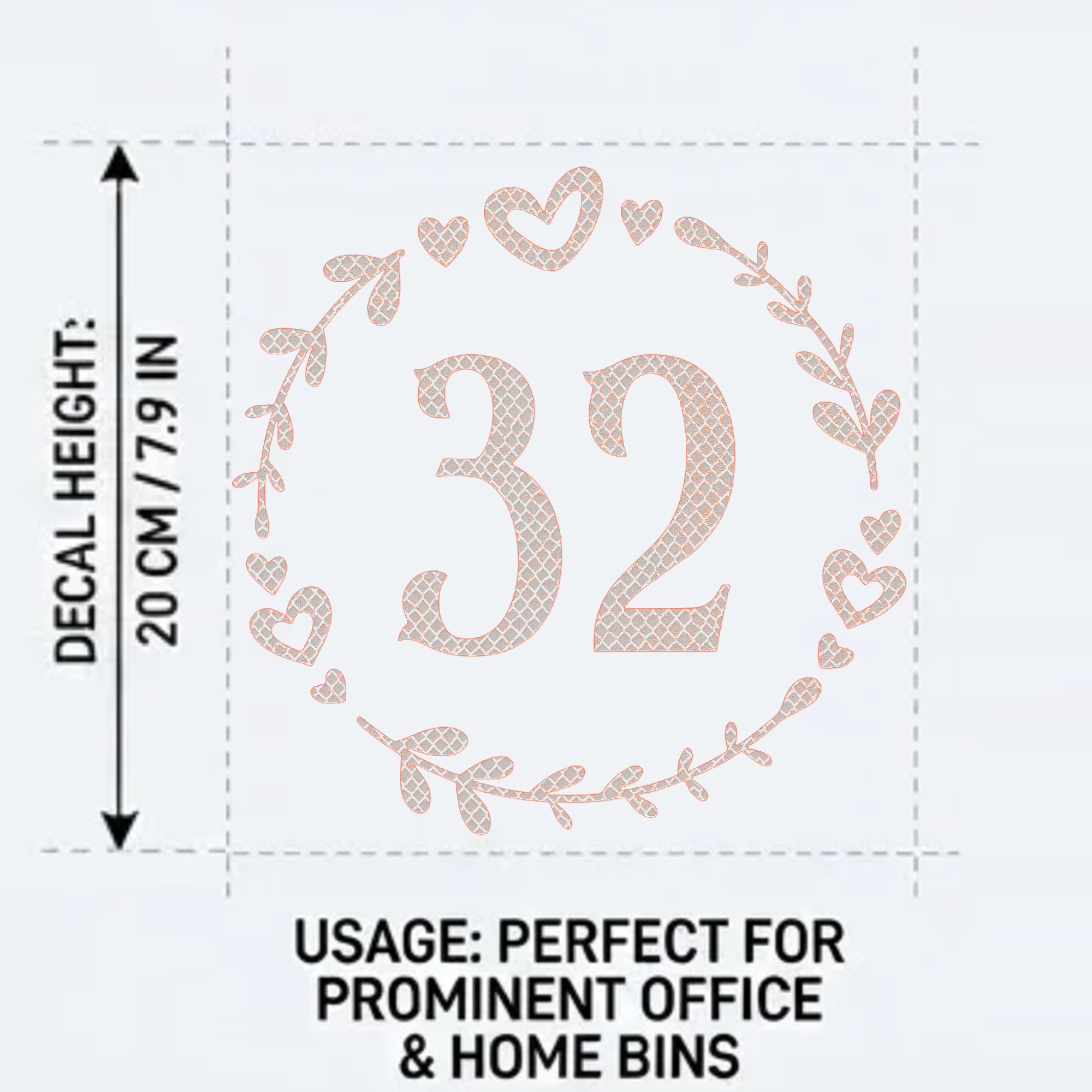 TEMU 3pcs 8/11.8 Inch Custom Wreath Heart Number Stickers Personalized House Number Vinyl Decal Wheelie Bin Trash Can Container Home Decor