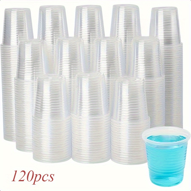 120/300pcs Transparent Water Cups, Bathroom Rinsing Cups, Jelly Cups, Mousse Cups, Cake Cups, Suitable For Home, Outdoor, Leisure