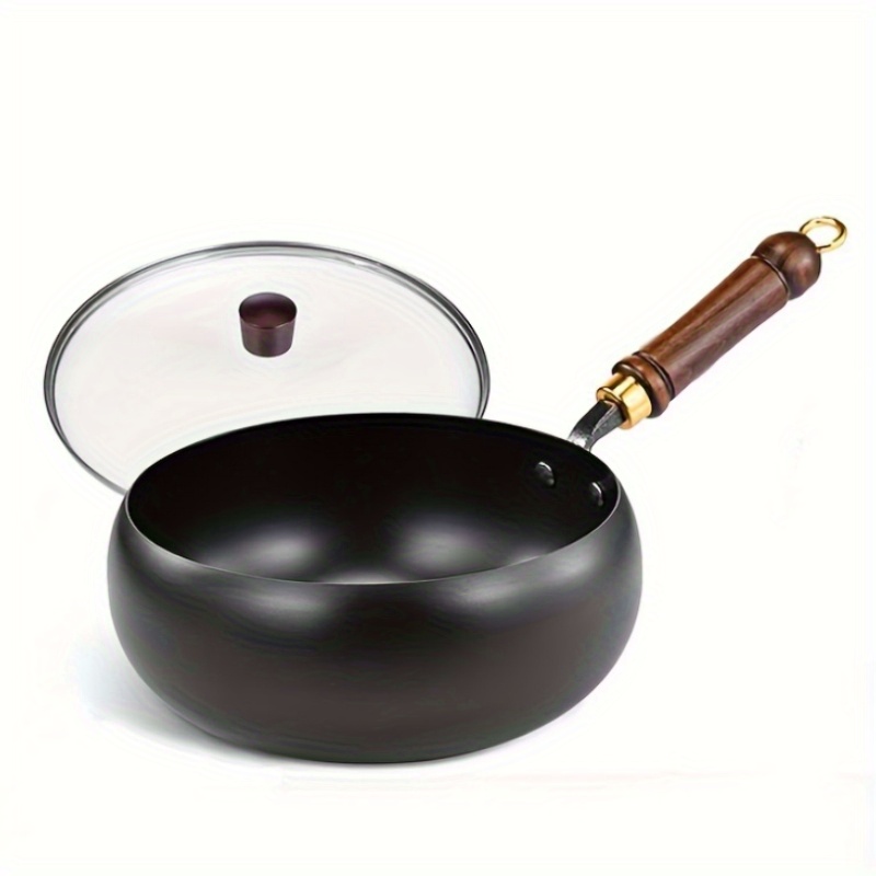 Cast Iron Pan With Lid, Heat Distribution& , Multipurpose Frying& Searing, Easy-, Durable Cookware Essential For Home Cooks, Pans For Cooking, Searing Cookware, Natural Handle