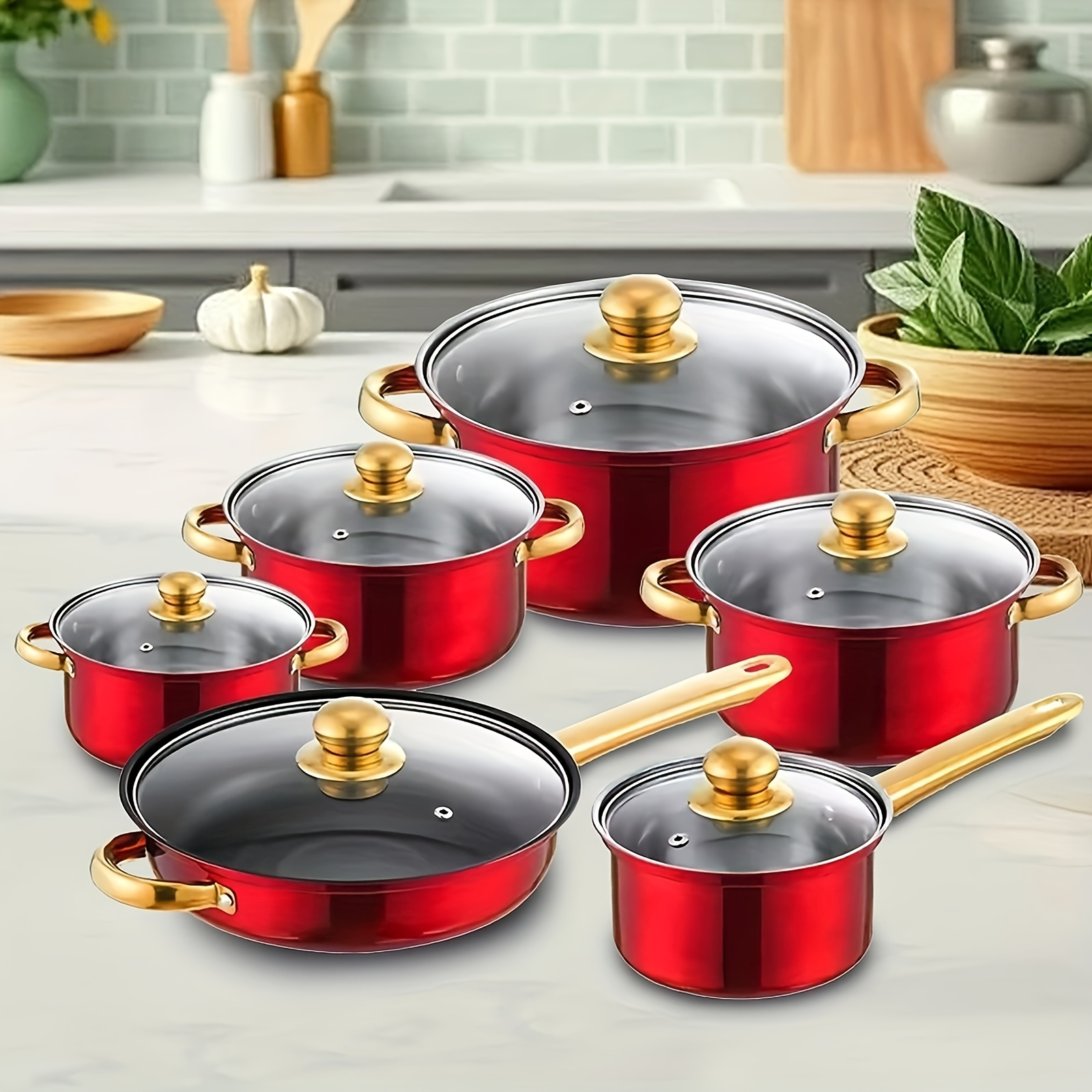 6pcs stainless steel wok set non   to clean kitchenware suitable for frying   and soup making details 2